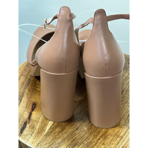 27 EDIT NATURALIZER Giovanna Ankle Strap Platform Pump - Toffee Leather Sz 9 - Picture 4 of 5